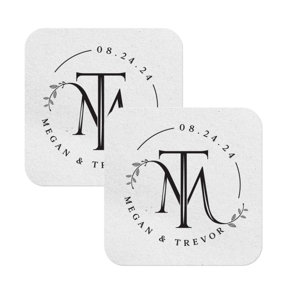 2. Monogram Coasters Rounded Square White