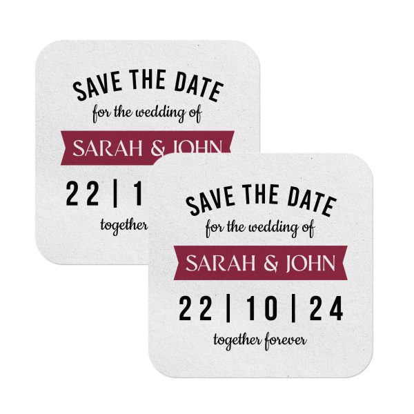 Save The Date Coasters Customized Square