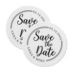 Custom Save The Date Coasters For Announcements Round