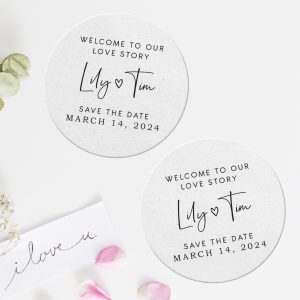 Wedding Save The Date Coaster Square