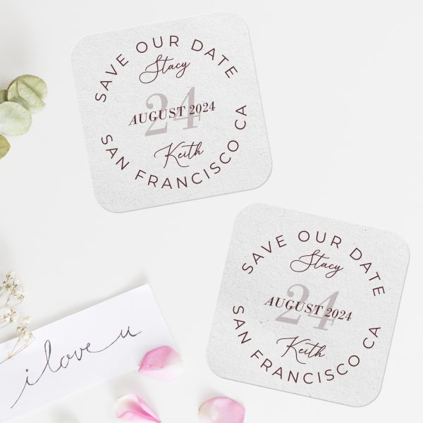 5. Save The Date Coasters Rounded Square
