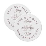5. Save The Date Coasters Rounded White