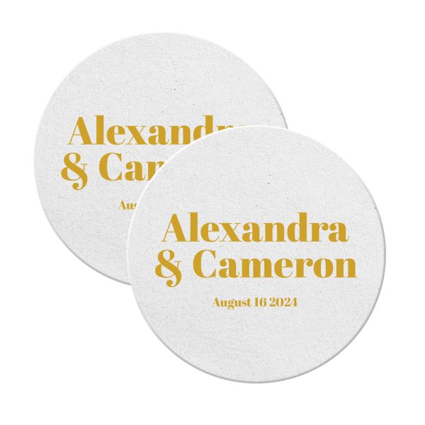 6. Save The Date Coasters Rounded White