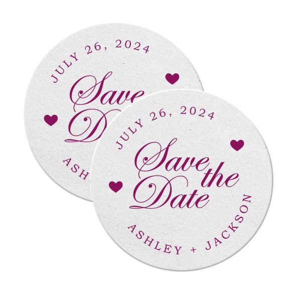 7. Save The Date Coasters Rounded white