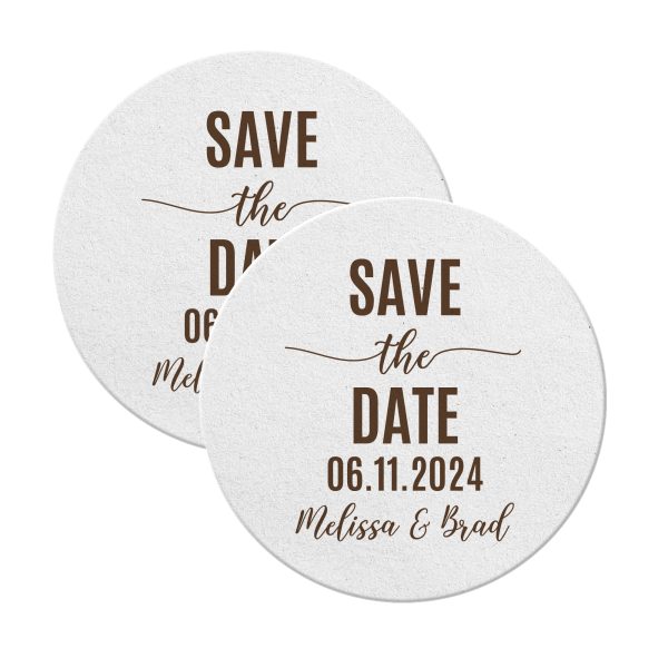 8. Save The Date Coasters Rounded White