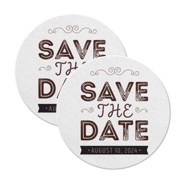 Announce Save The Date Coasters Round White