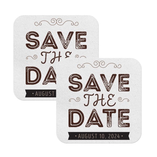 Announce Save The Date Coasters Square White