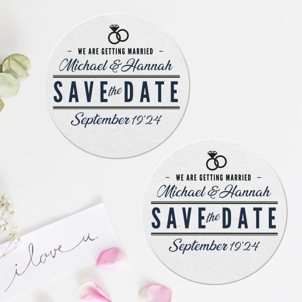 Classic Save The Date Coasters Round