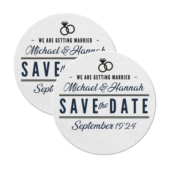 Classic Save The Date Coasters Round White