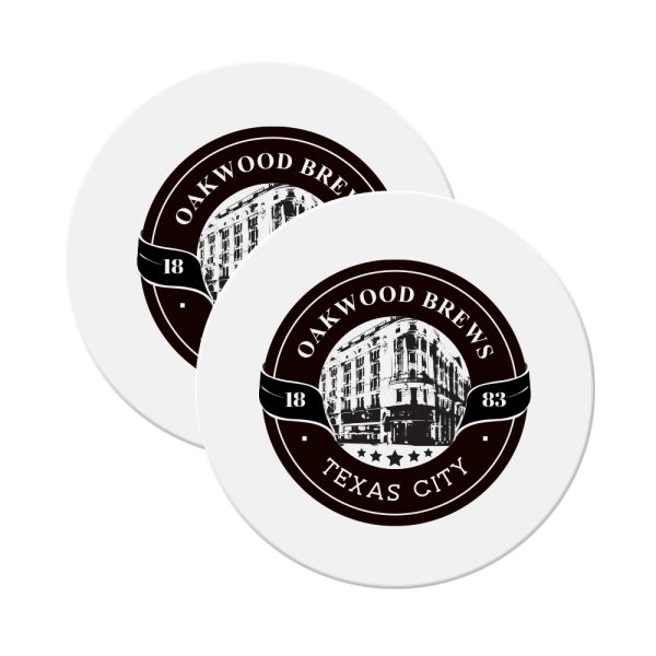 Custom Bar Coasters - Round White