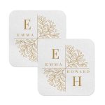 Custom Monogram coasters for gift white square