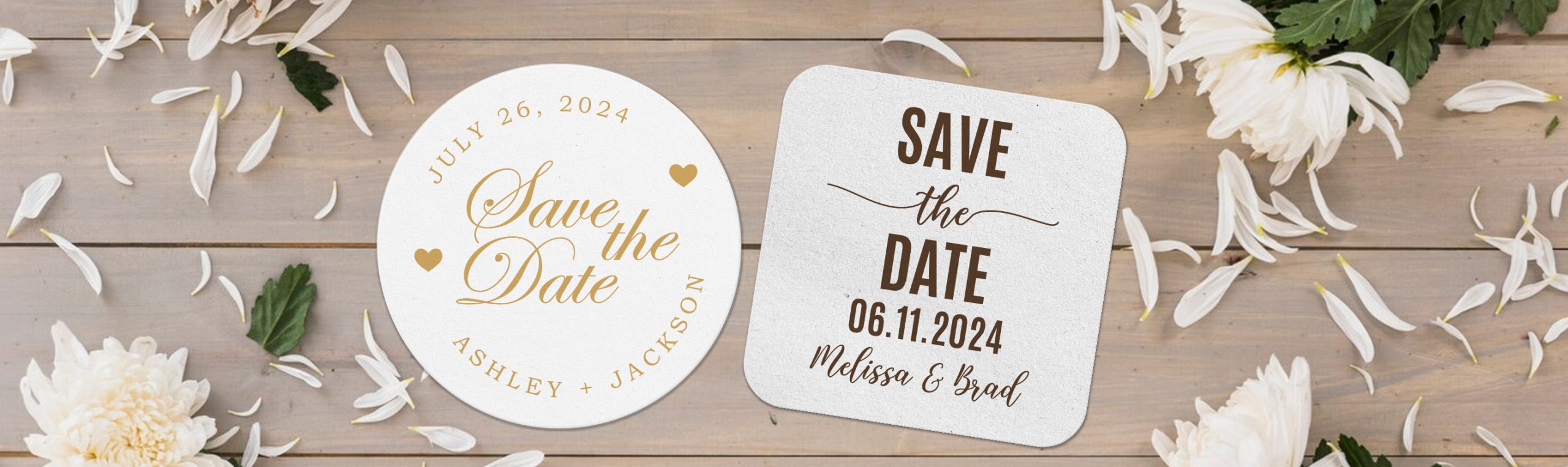 Custom Save The Date Coasters Footer