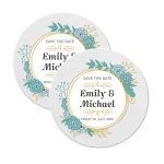 Custom Save The Date coaster for favour white round
