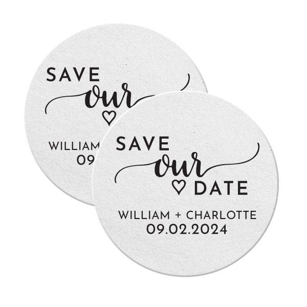 Customize Save the date Coater white round