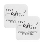 Customize Save the date Coater white square
