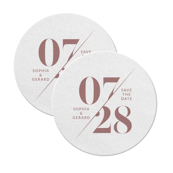 Monochromatic Save The Date Coasters Round White
