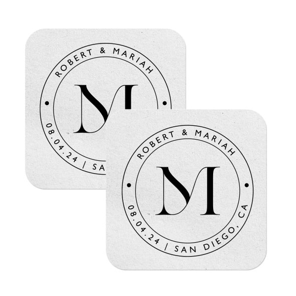 Monogram Coasters Favor Square