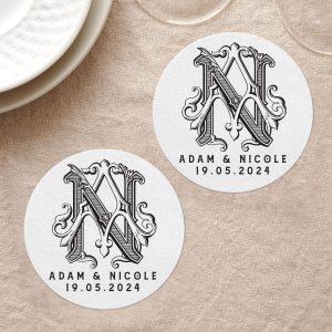 Monogram Coasters For Wedding Round