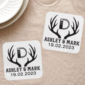 Monogram Coasters with Name and Date