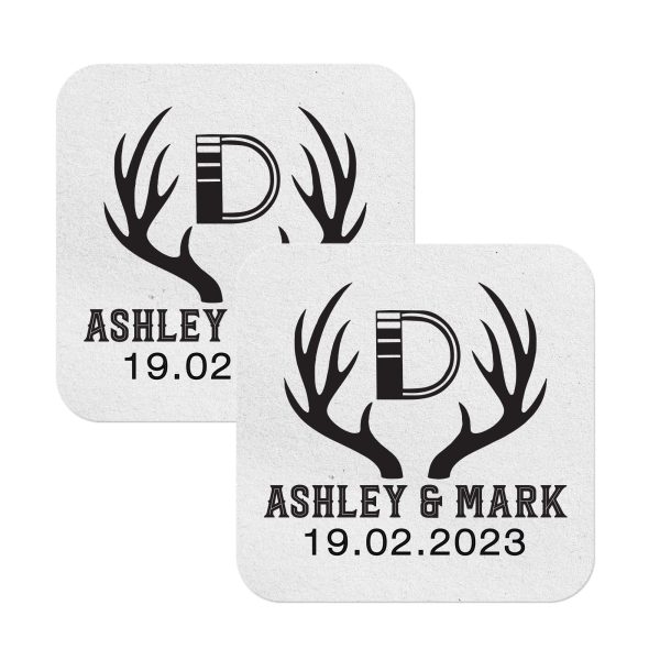 Monogram Coasters with Name and Date Square