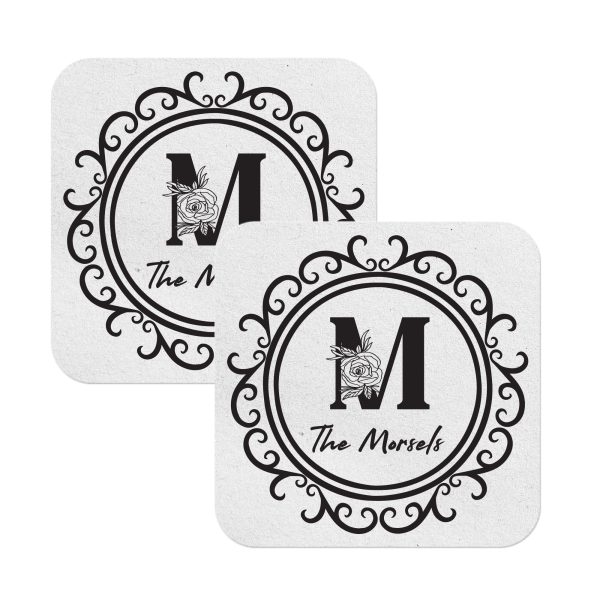 Monogram Coasters For Favors Square White