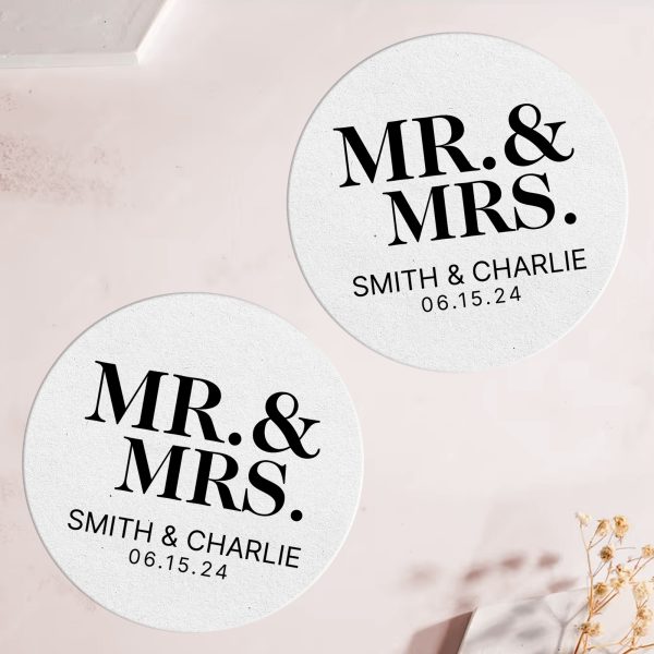 Mr and Mrs wedding coaster