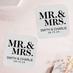 Mr and Mrs wedding coasters