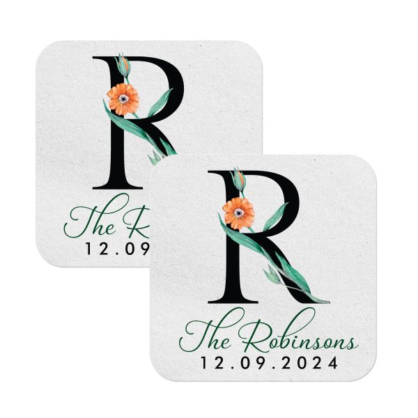 Personalized Monogram Coasters As Favors Square