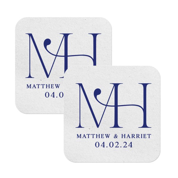 Premium Monogram Coasters For Personalized white square