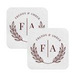 Premium Monogram Coasters For favour white square