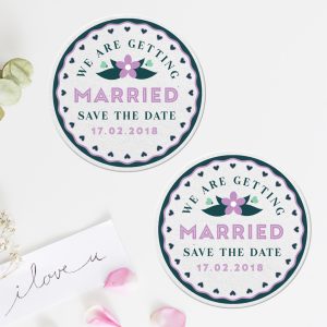 Premium Save The Date coaster for favour round