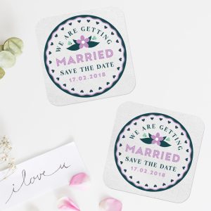 Premium Save The Date coaster for favour square