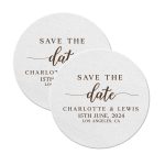 Premium Save the date Coasters white round
