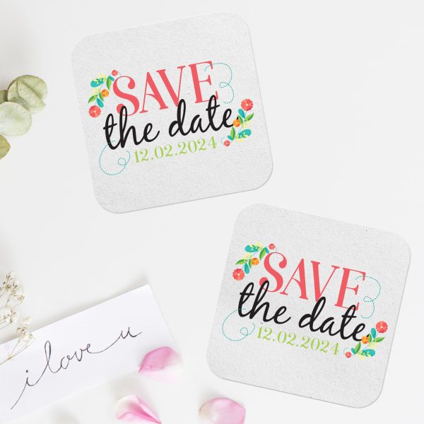 Pulpboard Square Save The Date Coasters
