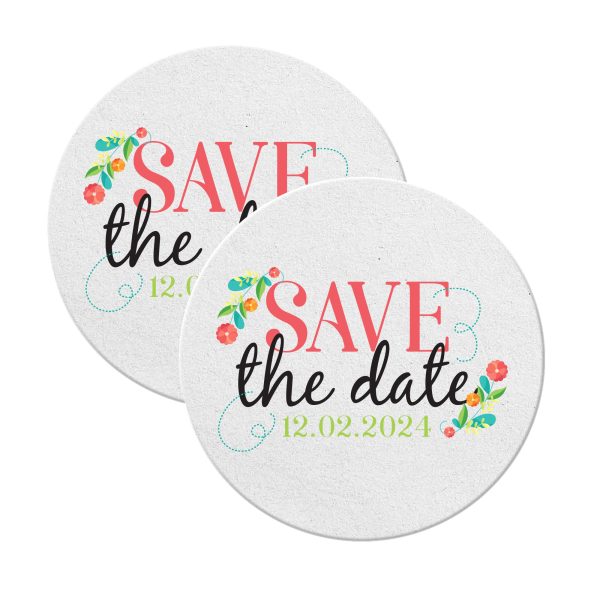 Pulpboard Square Save The Date Coasters Round