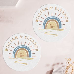 Round Personalized Wedding Coasters