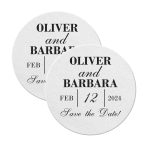Save The Date Coasters Customized Round White
