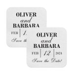 Save The Date Coasters Customized Square White