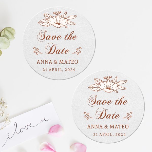 Save The Date Coasters Favors Round