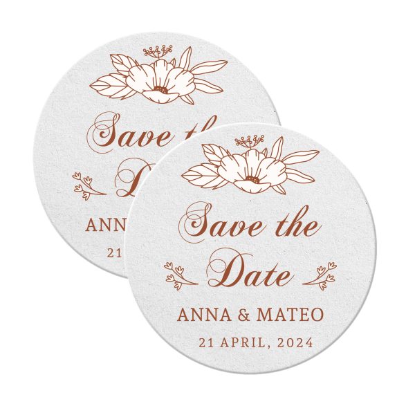 Save The Date Coasters Favors Round White