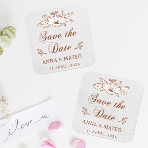 Save The Date Coasters Favors Square