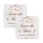 Save The Date Coasters Favors Square White