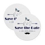 Save The Date Coasters Pulpboard Round White