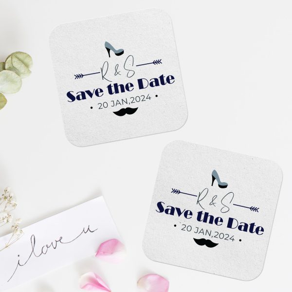 Save The Date Coasters Pulpboard Square
