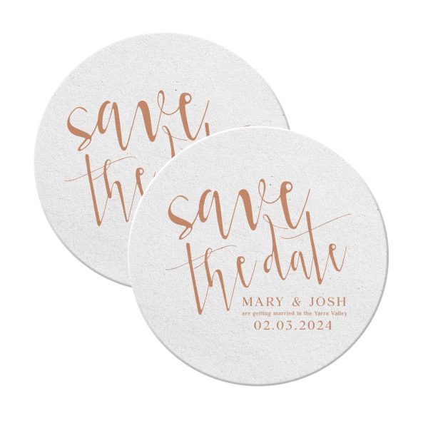 Save The Date Coasters Round White