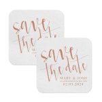 Save The Date Coasters Square White
