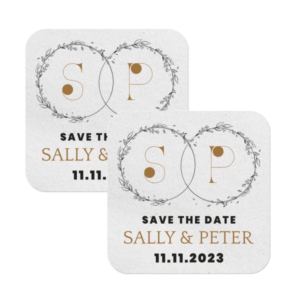 Save The Date Coasters white square for gift
