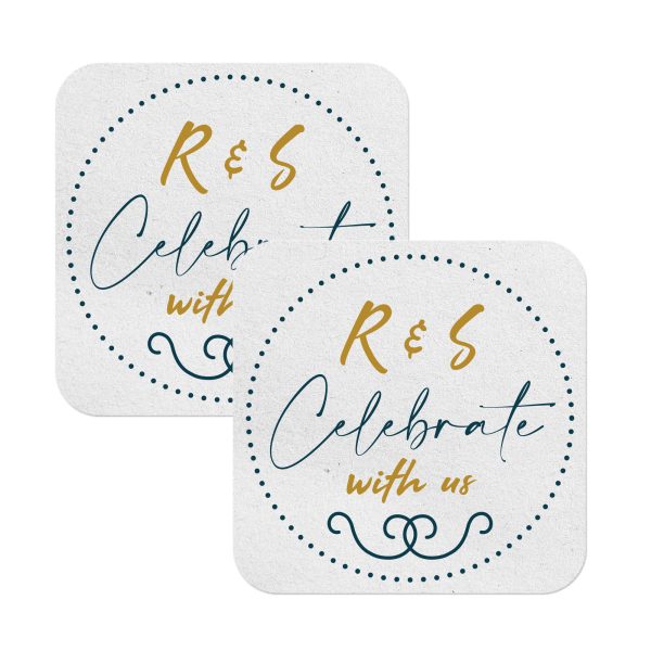 Save The Date Coasters with Initials Square