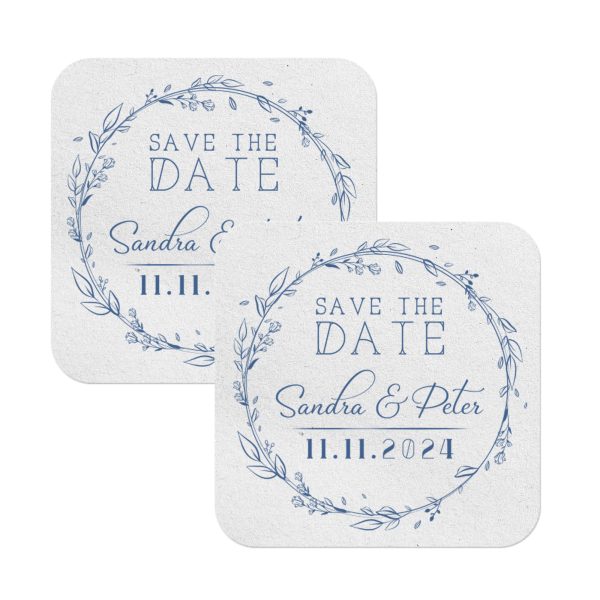 Save the date Coasters personalize for you White Square