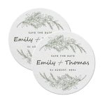 Save the date Coasters personalized Round White